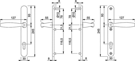HOPPE Garniture profilée New York 1810/3346 aluminium F9016 ( 3000203619 )
