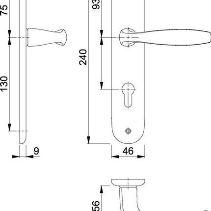 Juego de platos largos HOPPE New York 1810/273P Aluminio F1 ( 3000203551 )