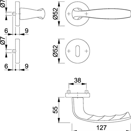 HOPPE Garniture à rosette New York 1810/42KV/42KVS aluminium F1 ( 3000203558 )