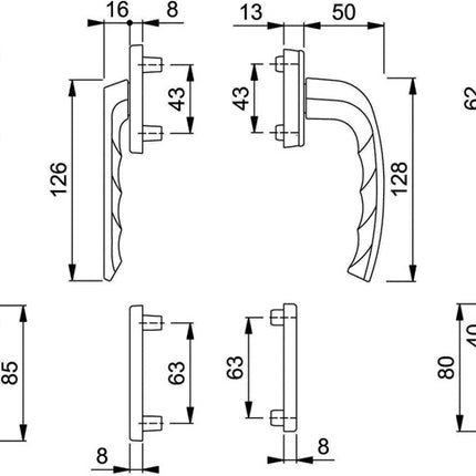 Okucie balkonowe HOPPE New York 099KH/961N/U10/... Aluminium F1 ( 3000203702 )