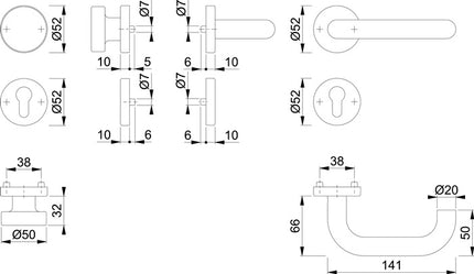 HOPPE rosone Paris E58/42H/42HKVS/138 acciaio inox F69 ( 3000203103 )