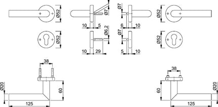 HOPPE fire protection set Amsterdam FS-E1400/42H/42HS stainless steel F69 D/D ( 3000203122 )