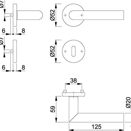 HOPPE Zestaw rozet Amsterdam E1400Z/42KV/42KVS Stal nierdzewna F69 ( 3000203000 )