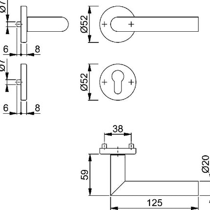HOPPE Escutcheon set Amsterdam E1400Z/42KV/42KVS Stainless steel F69 ( 3000203001 )