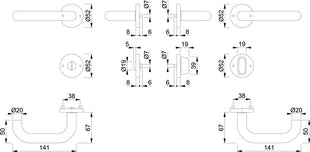 HOPPE Rosettengarnitur Paris E138Z/42KV/42KVS Edelstahl F69 ( 3000203010 )