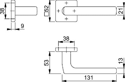 HOPPE Dallas medio juego de rosas E1634Z/52 acero inoxidable F69 ( 3000220105 )