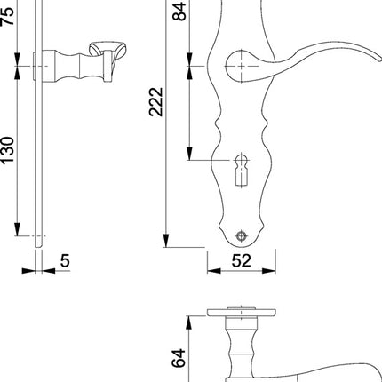 Juego de botones largos HOPPE Weimar M112SLN/2007 latón F71 ( 3000253090 )