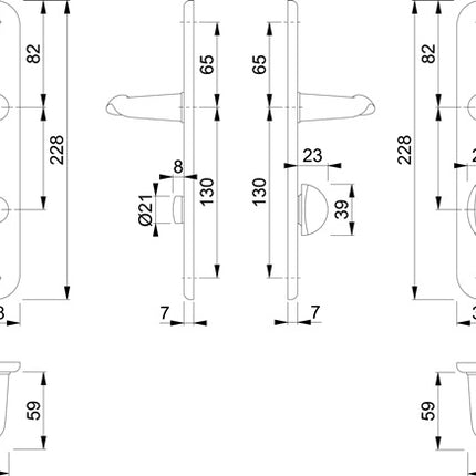 HOPPE long plate set Istanbul M171/332P brass F71 ( 3000253685 )