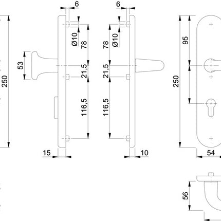 HOPPE Schutzgarnitur Paris 86G/3332ZA/3310/138L Aluminium F1 ( 3000209108 )