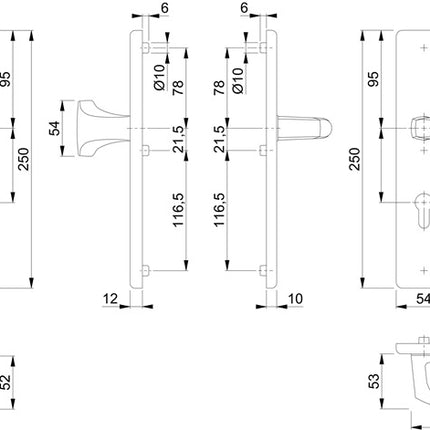 HOPPE Security furniture London 61G/2221/2210/113 Aluminium F4 ( 3000209035 )