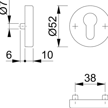 HOPPE Rosace de clé 42HS aluminium F1 ( 3000203539 )