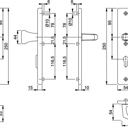 HOPPE Security furniture London 78G/2222ZA/2410/113 Aluminium F1 ( 3000209918 )