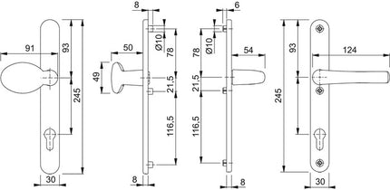 HOPPE Profile door set Tôkyô 76G/3346/1710RH Aluminium F9016 ( 3000252778 )