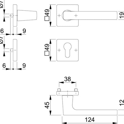 HOPPE rose set Dallas M1643/843KV/843KVS brass F96-1-R ( 8000460257 )
