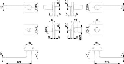 HOPPE Set di rosette Dallas M1643/843KV/843KVS Ottone F96-1-R ( 8000460255 )