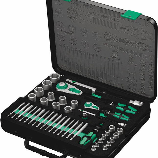 WERA socket spanner set 8100 SA/SC 2 Zyklop 43-piece 1/4 + 1/2 ″ ( 4000820557 )
