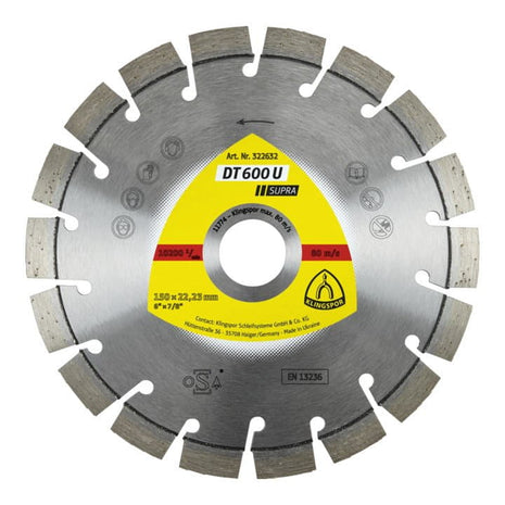 KLINGSPOR diamond cutting disc DT 600 U Supra Ø 350 mm bore 20 mm ( 4000843523 )