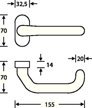 FSB fire protection lever handle hole part 06 1146 stainless steel 6204 ( 3314302002 )