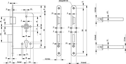 BKS Behörden-Einsteckschloss 0615 PZW 24/65/72/8 mm DIN links ( 3000251559 )