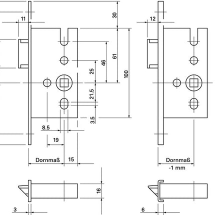 Serratura da infilare BKS 1307 20/55/8 mm DIN sinistra/destra ( 3000250800 )
