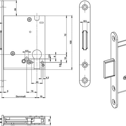 BKS mortise deadbolt lock 1308 PZ20/55 mm ( 3000250786 )