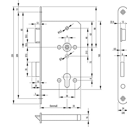 BKS Panic mortise lock 1201 Panic function E rounded ( 3000251571 )