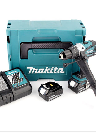 Makita DHP 458 RFJ Akku Schlagbohrschrauber 18V 91Nm im Makpac + 2x 3 Ah Akku + Ladegerät + 60 tlg. Bit und Bohrer Set - Toolbrothers