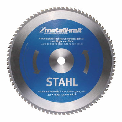 METALLKRAFT Metallkreissägeblatt Stahl Sägeblatt-Ø 355 mm Breite 2,4 mm ( 4000804020 )