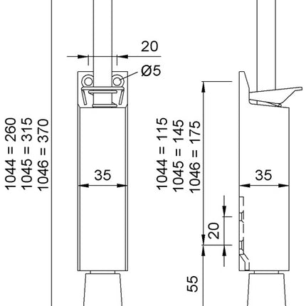 Soporte de puerta KWS 1044.02 Aluminio lacado plata ( 3000255909 )
