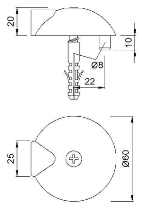 KWS door buffer 2003.82 Ø 60 mm height 20 mm ( 3000258205 )