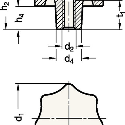 Pokrętło gwiazdkowe GANTER DIN 6336 z tuleją gwintowaną ( 4601000856 )