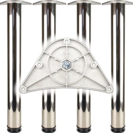 BMB table leg set polished chrome 60 mm height 870 mm ( 3000273147 )