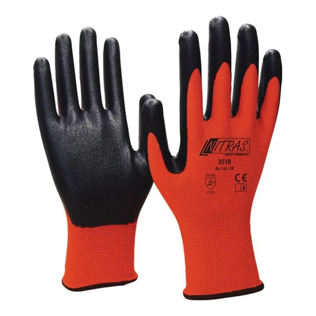 NITRAS gloves nitrile foam size 10 red/black ( 4000371246 )