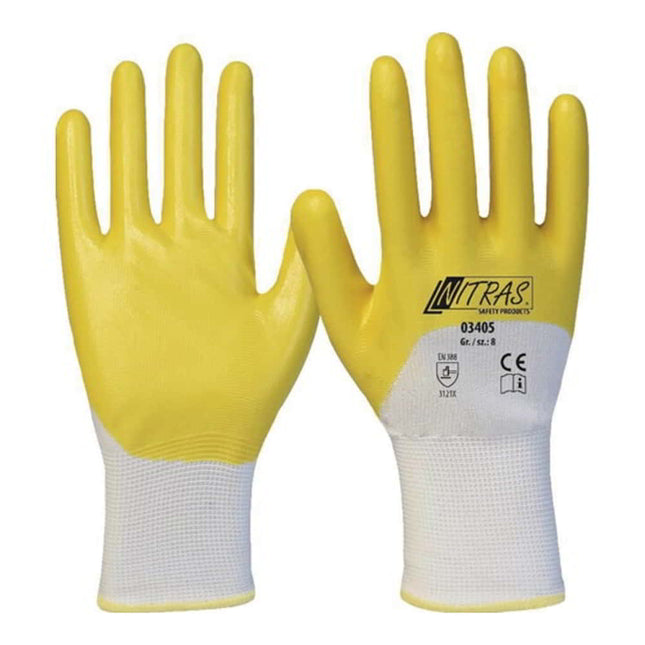 NITRAS gloves 03405 size 10 white/yellow ( 8000636646 )