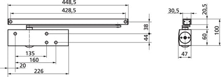 GEZE door closer TS 3000 V standard installation hinge side ( 3000255080 )