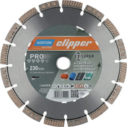 Disco de corte diamantado NORTON CLIPPER 4 x 4 Explorer Ø 230 mm agujero 22.23 mm ( 4000818801 )