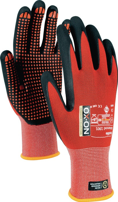 OX-ON Gloves Flexible Advanced 1901 size 9 black/red ( 4000391343 )