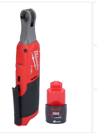 Cliquet à batterie Milwaukee M12 FHIR14-201 12 V 47 Nm 1/4" brushless + 1x batterie 2,0 Ah - sans chargeur