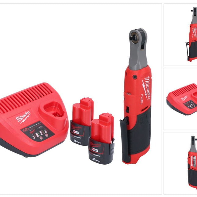 Milwaukee M12 FHIR14-202 carraca a batería 12 V 47 Nm 1/4" sin escobillas + 2x batería 2,0 Ah + cargador