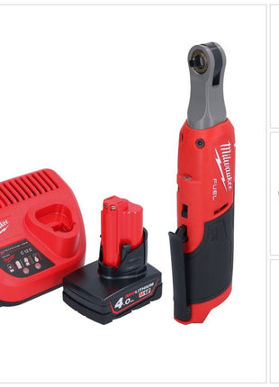 Milwaukee M12 FHIR14-401 carraca a batería 12 V 47 Nm 1/4" sin escobillas + 1x batería 4,0 Ah + cargador