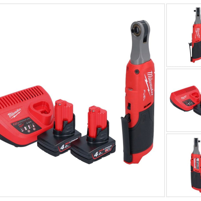Milwaukee M12 FHIR14-402 carraca a batería 12 V 47 Nm 1/4" sin escobillas + 2x batería 4,0 Ah + cargador