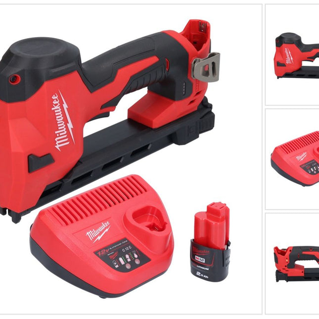 Milwaukee M12 BCST-201 tachuela sin cable 12 V 19 x 25,4 mm + 1x batería recargable 2,0 Ah + cargador