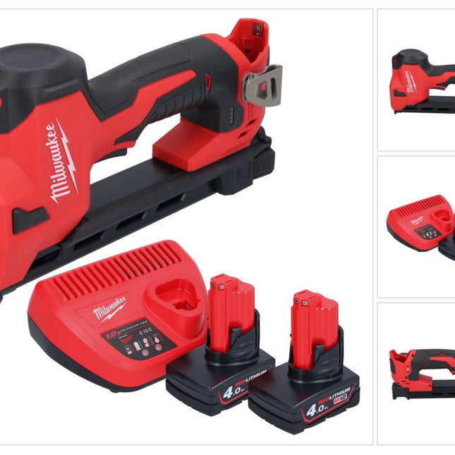 Grapadora a batería Milwaukee M12 BCST-402 12 V 19 x 25,4 mm + 2x baterías 4,0 Ah + cargador