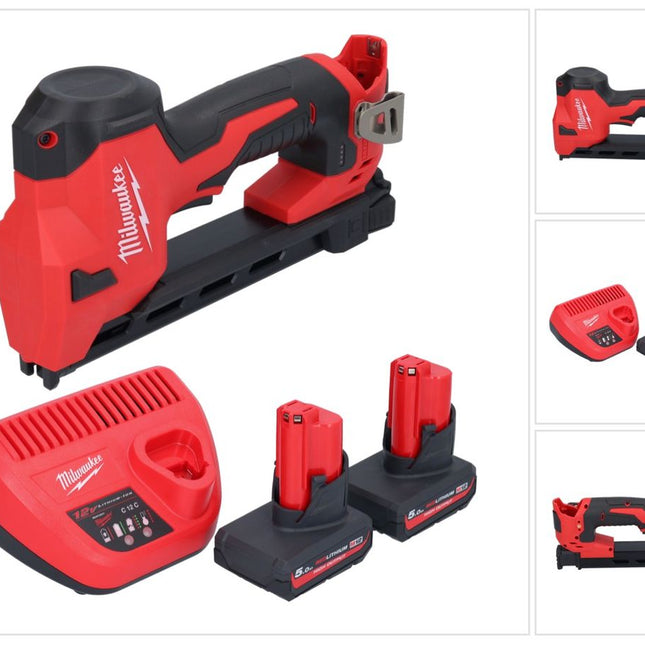 Milwaukee M12 BCST-502 Tachuela sin cable 12 V 19 x 25,4 mm + 2x batería recargable 5,0 Ah + cargador