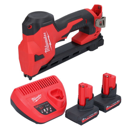 Milwaukee M12 BCST-502 cordless tacker 12 V 19 x 25.4 mm + 2x rechargeable battery 5.0 Ah + charger