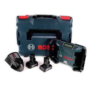 Bosch GPB 12V-10 Akku Baustellenradio 12V + 2x Akku 6,0Ah + Ladegerät + L-Boxx
