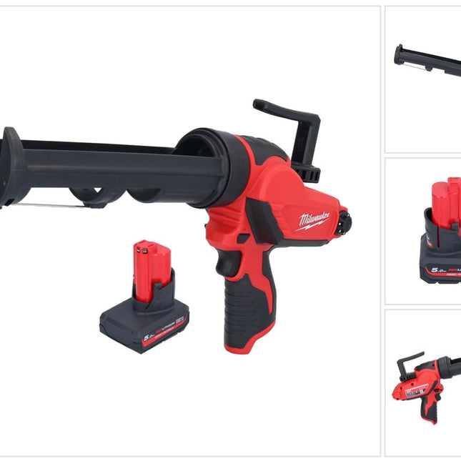 Milwaukee M12 PCG/310-501 cordless cartridge gun 12 V 310 ml + 1x battery 5.0 Ah - without charger