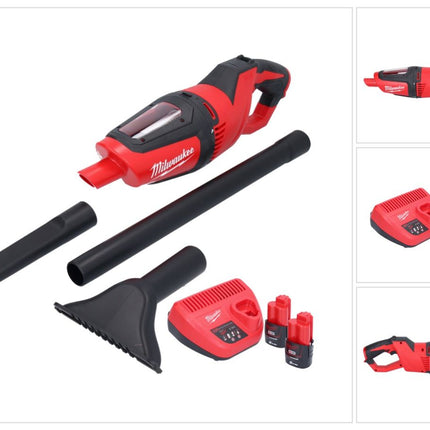 Aspirateur à batterie Milwaukee M12 HV-202 12 V + 2x batteries 2,0 Ah + chargeur