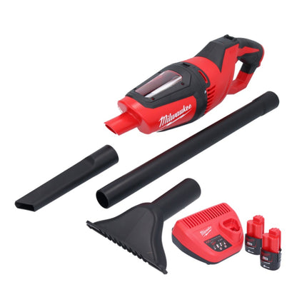 Aspirateur à batterie Milwaukee M12 HV-202 12 V + 2x batteries 2,0 Ah + chargeur