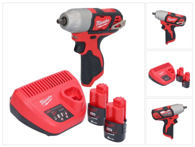 Avvitatore a impulsi a batteria Milwaukee M12 BIW38-202 12 V 135 Nm 3/8" + 2x batteria ricaricabile 2,0 Ah + caricabatterie